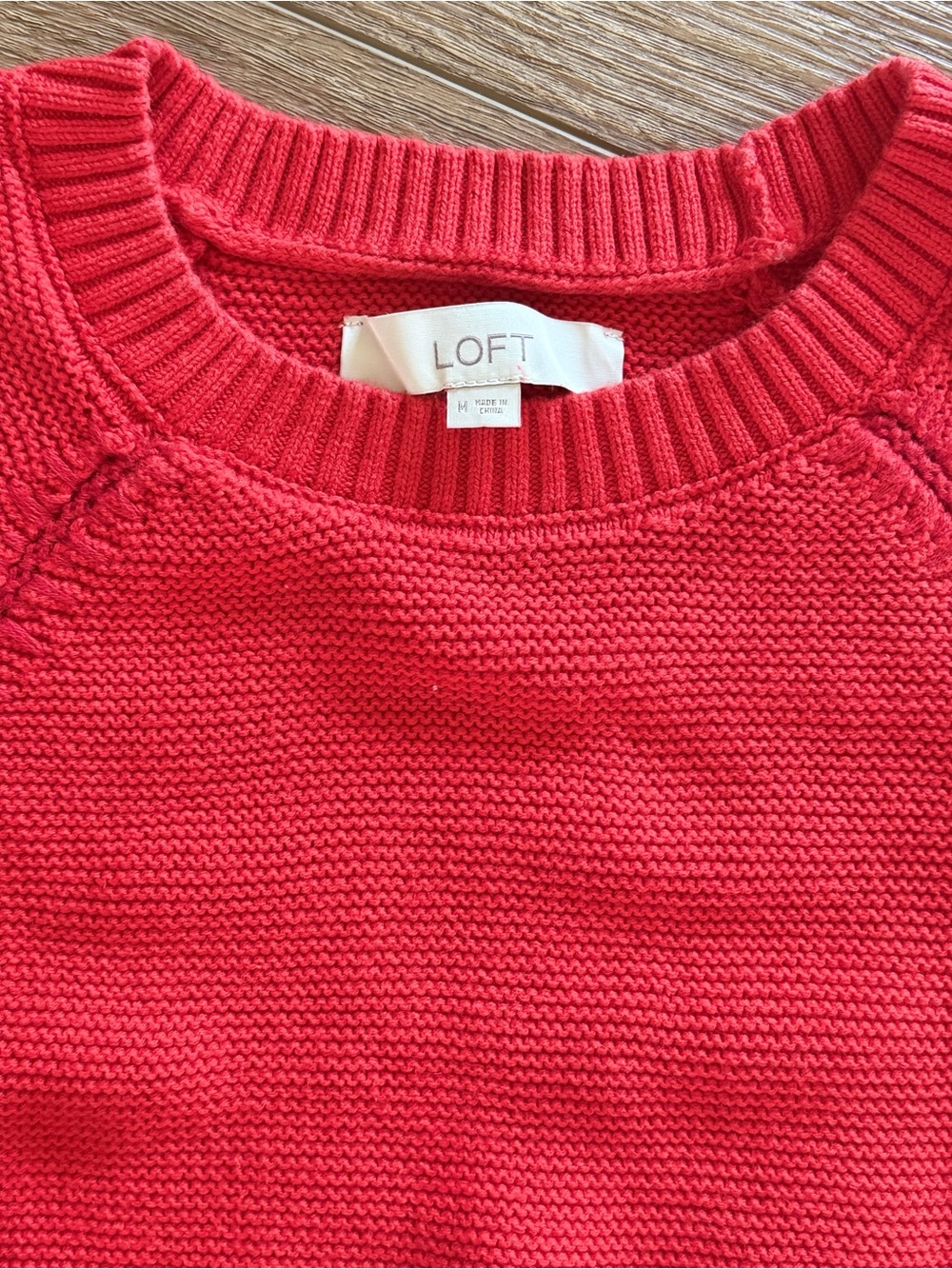 LOFT Bright Coral Crewneck Knit Sweater